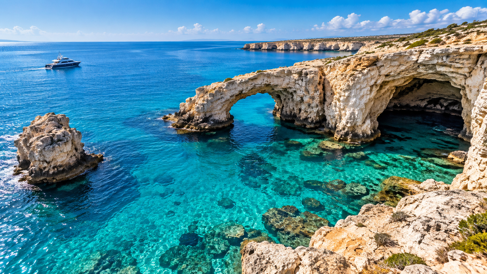 Cyprus coastline with clear Mediterranean waters